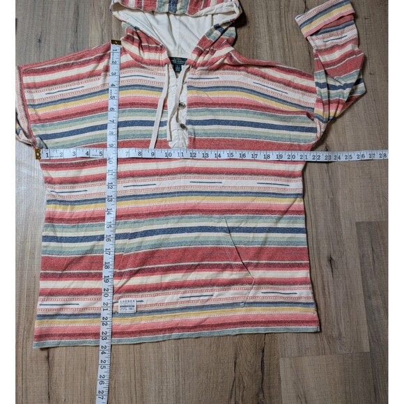 Lauren Ralph Lauren Hoodie Henley Top Size L Striped Southwestern Colorful - Picture 9 of 12